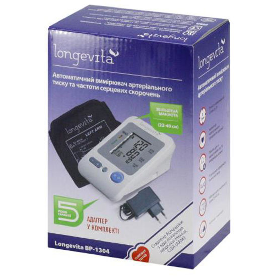 Тонометр (измеритель) автоматический артериального давления Longevita BP-1304 (Лонгевита) автомат с адаптером манжета 22-40 см
